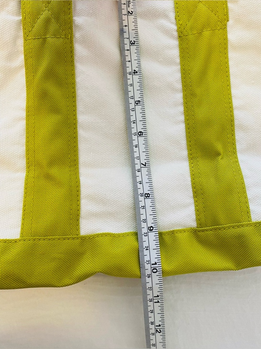Fun Off-White and Lime Green Canvas Tote Bag with Peace, Heart, Wine Icons - Picture 7 of 8
